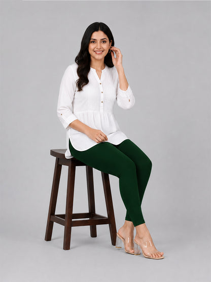Fantasy Green Viscose Ankle Leggings