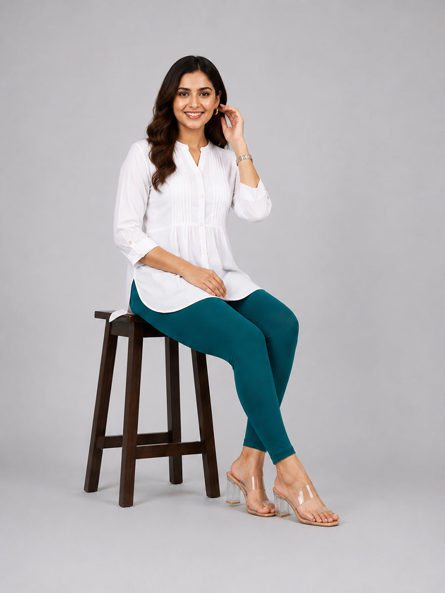 Serene Green Viscose Ankle Leggings