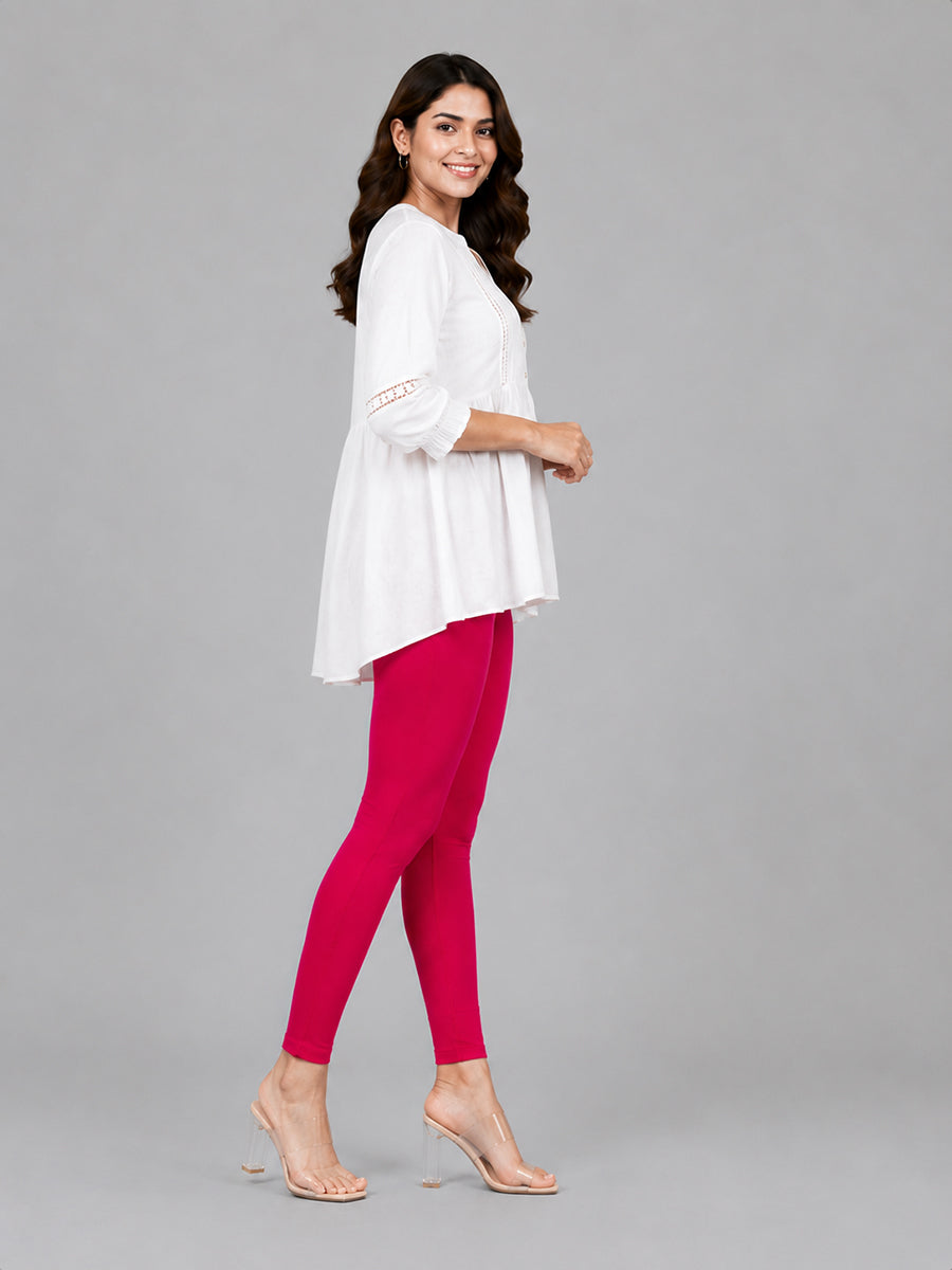 Wild Strawberry Viscose Ankle Leggings