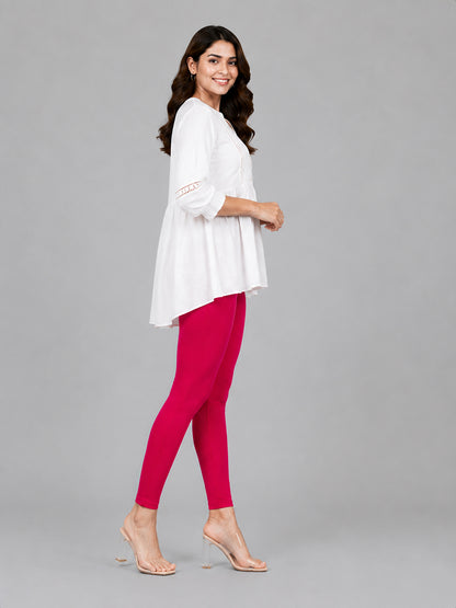 Wild Strawberry Viscose Ankle Leggings