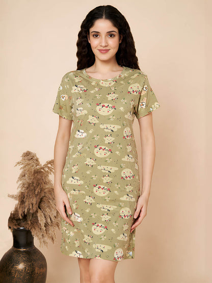 Green Star print Long Top