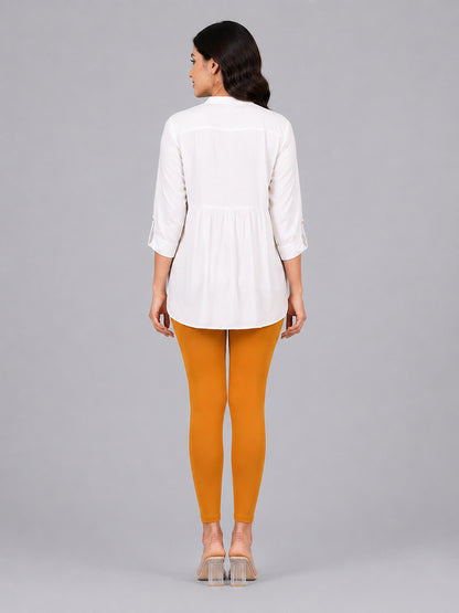 Crimson Yellow Viscose Ankle Leggings