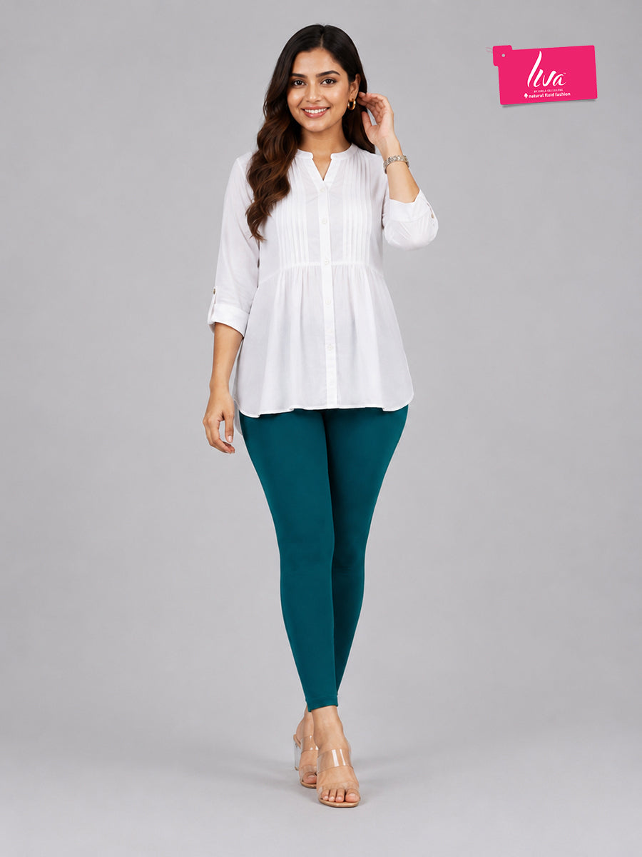 Serene Green Viscose Ankle Leggings