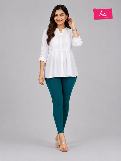 Serene Green Viscose Ankle Leggings