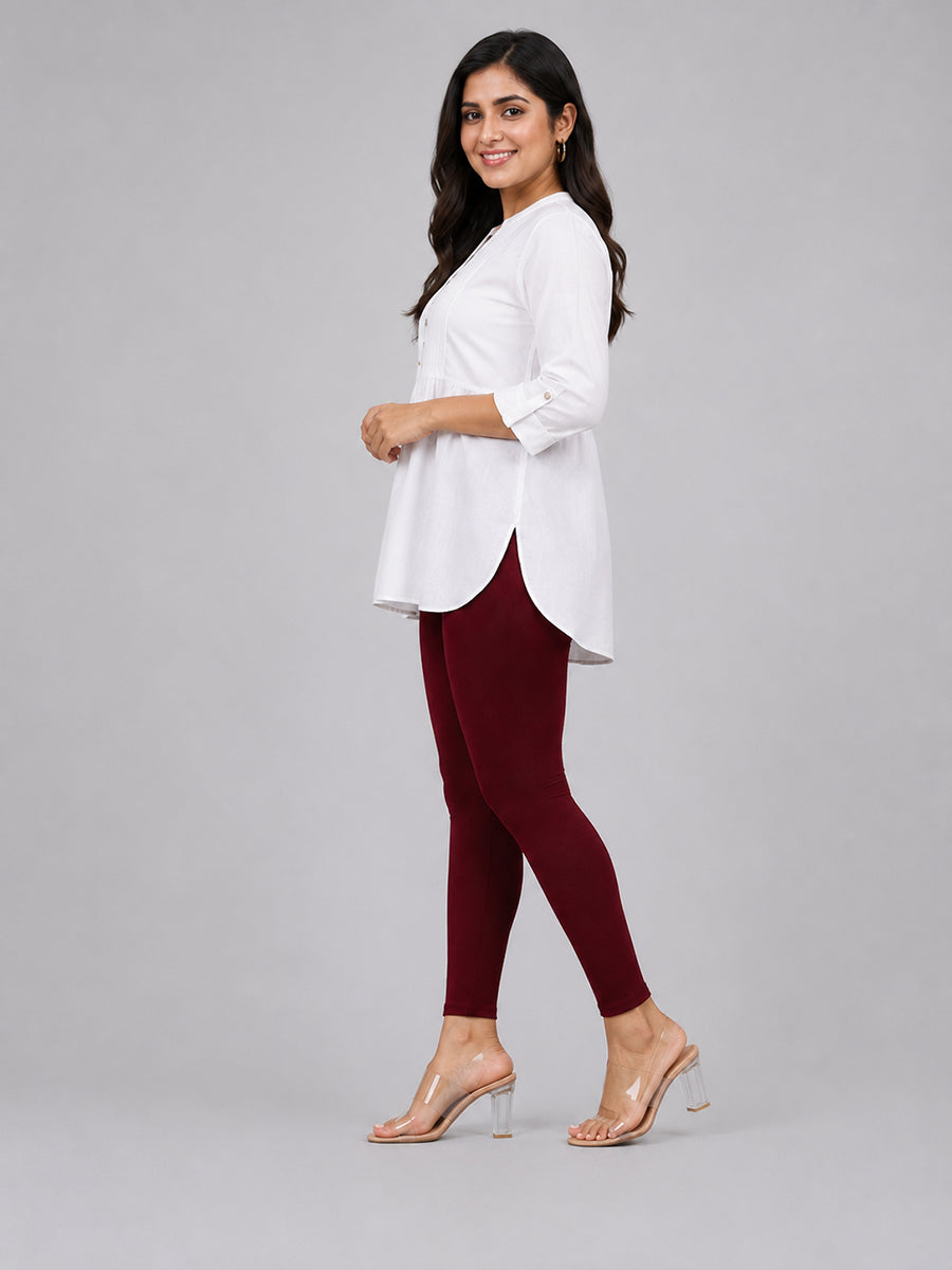 Joy Brown Viscose Ankle Leggings