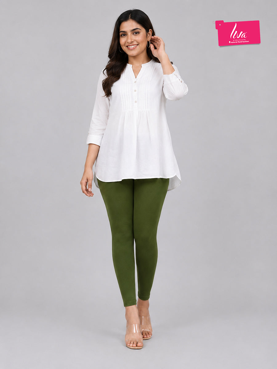 Green Bloom Viscose Ankle Leggings
