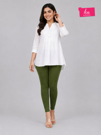 Green Bloom Viscose Ankle Leggings