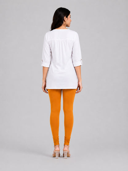 Crimson Yellow Viscose Churidar Leggings