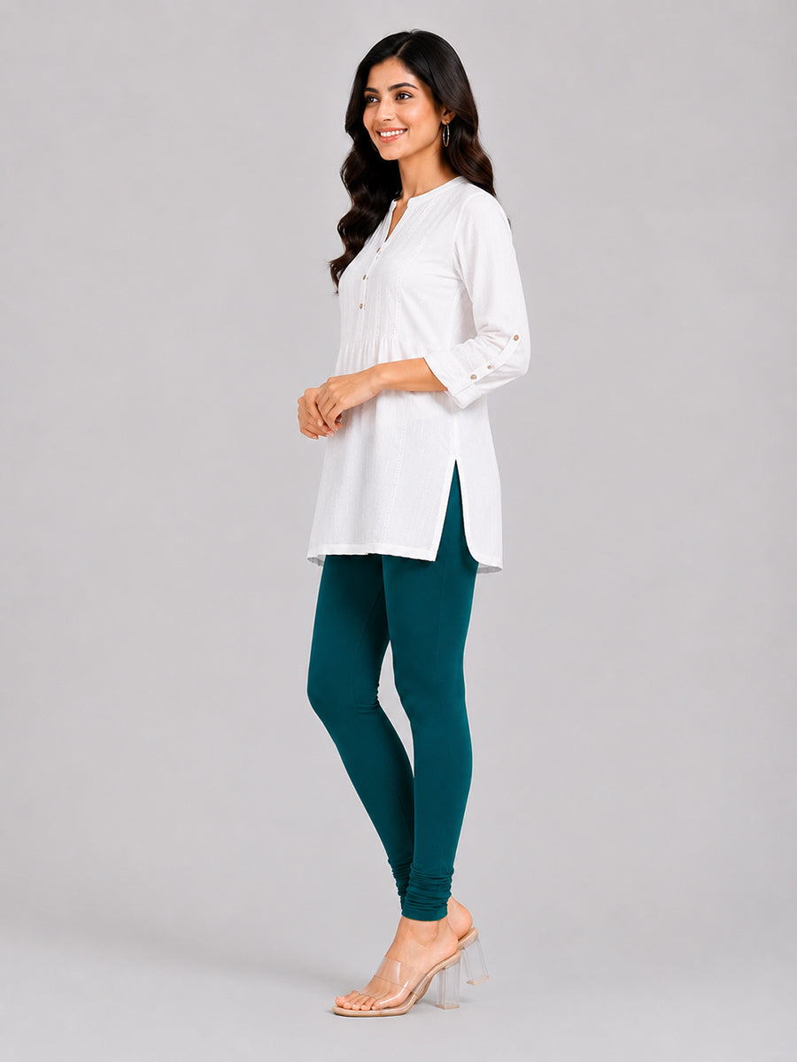 Serene Green Viscose Churidar Leggings