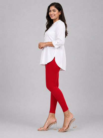 Platonic Red Viscose Ankle Leggings