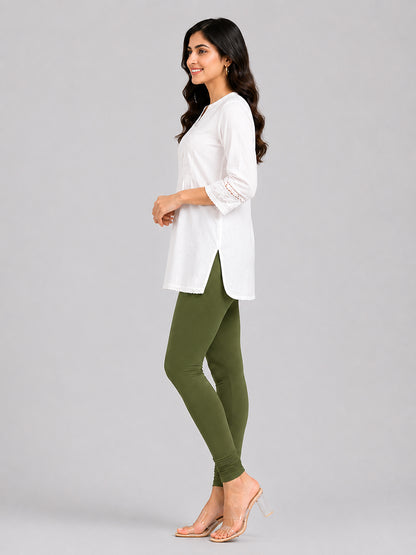 Green Bloom Viscose Churidar Leggings