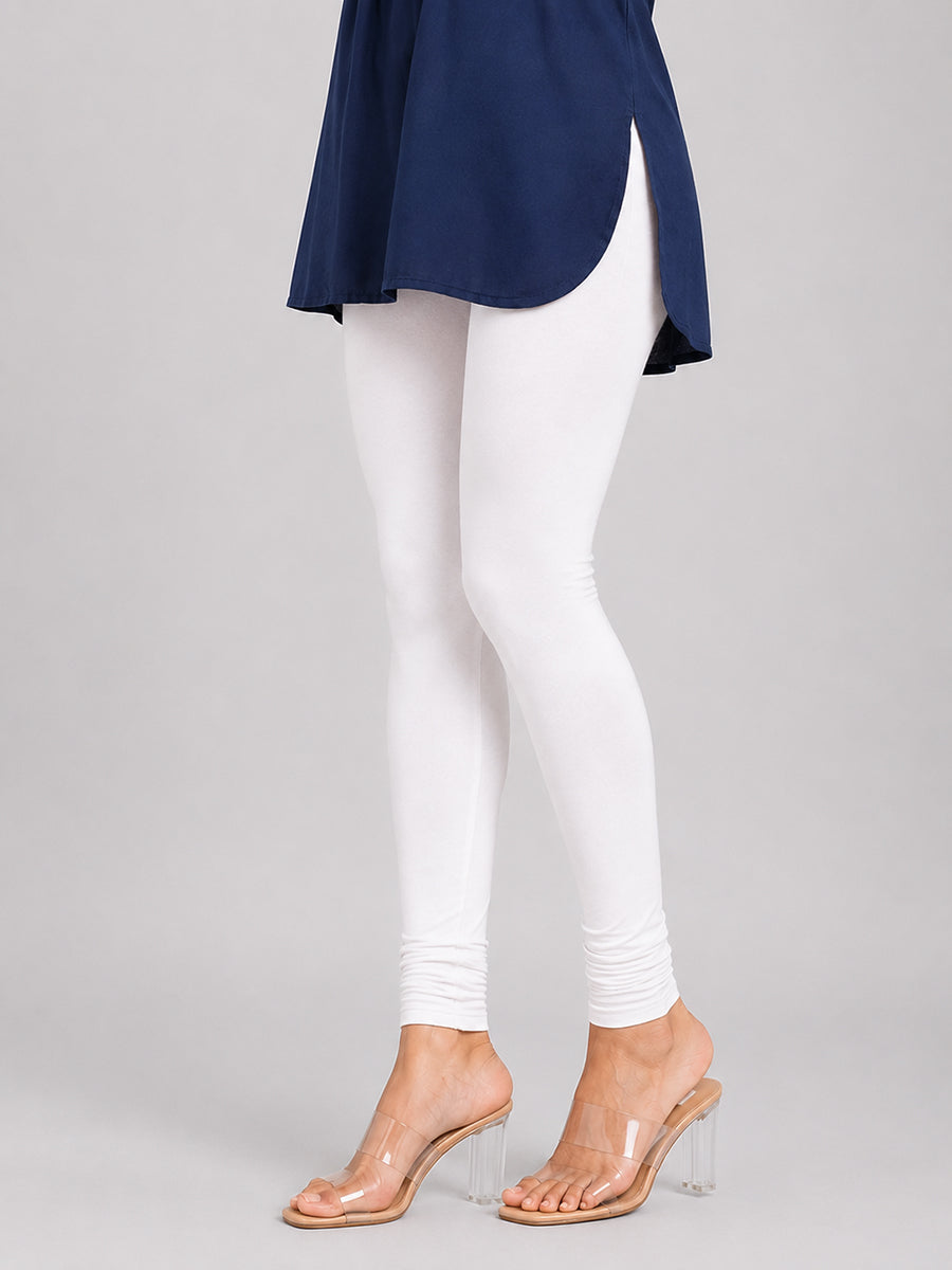 Angelic White Viscose Churidar Leggings