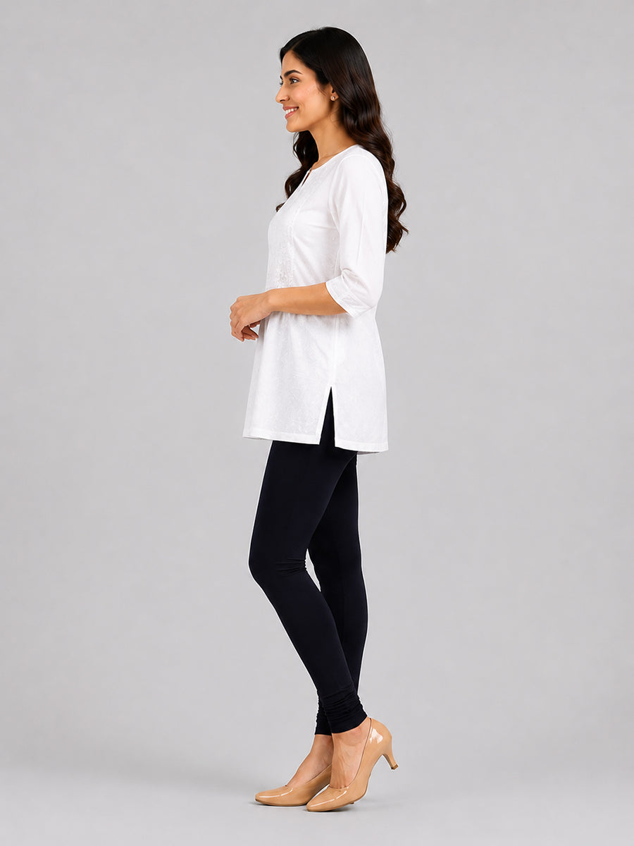 Majestic Black Viscose Churidar Leggings