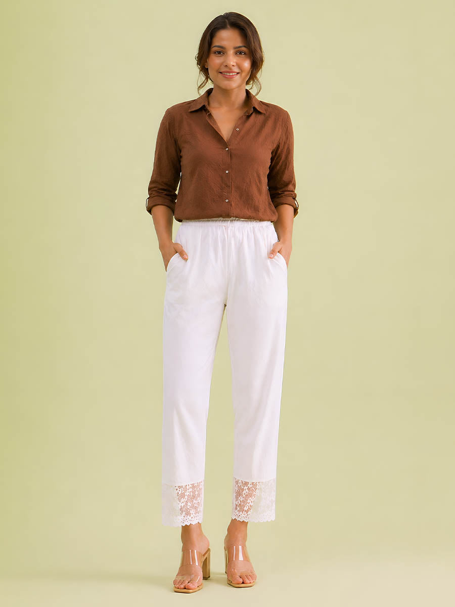 White Lace kurti Pant