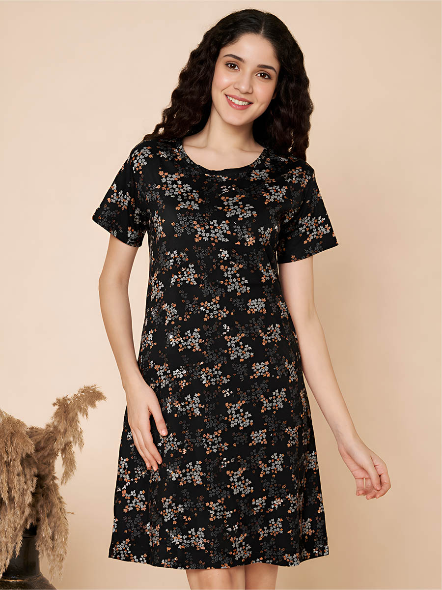 Black print Long Top