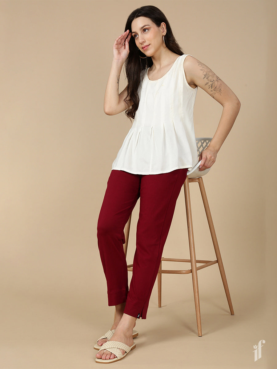 Maroon Knitted Kurti Pant
