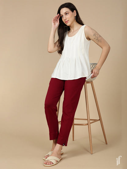 Maroon Knitted Kurti Pant