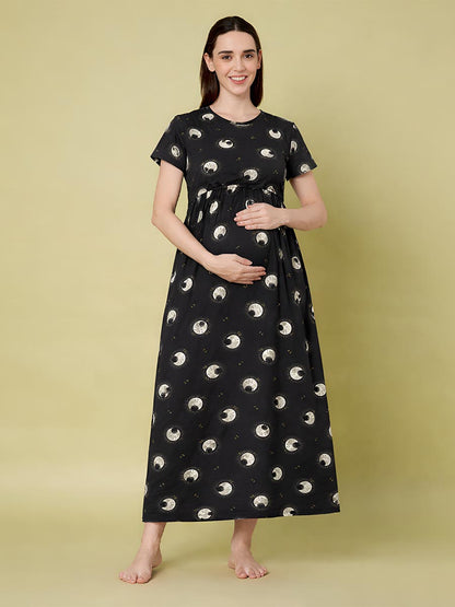 Black AOP Printed Maternity