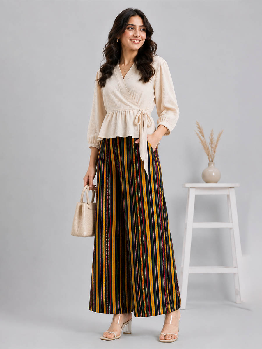 Black multicolour AOP Printed Palazzo