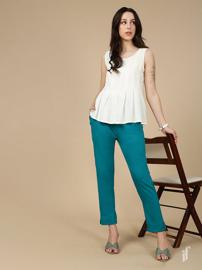 Rama Blue Knitted Kurti Pant