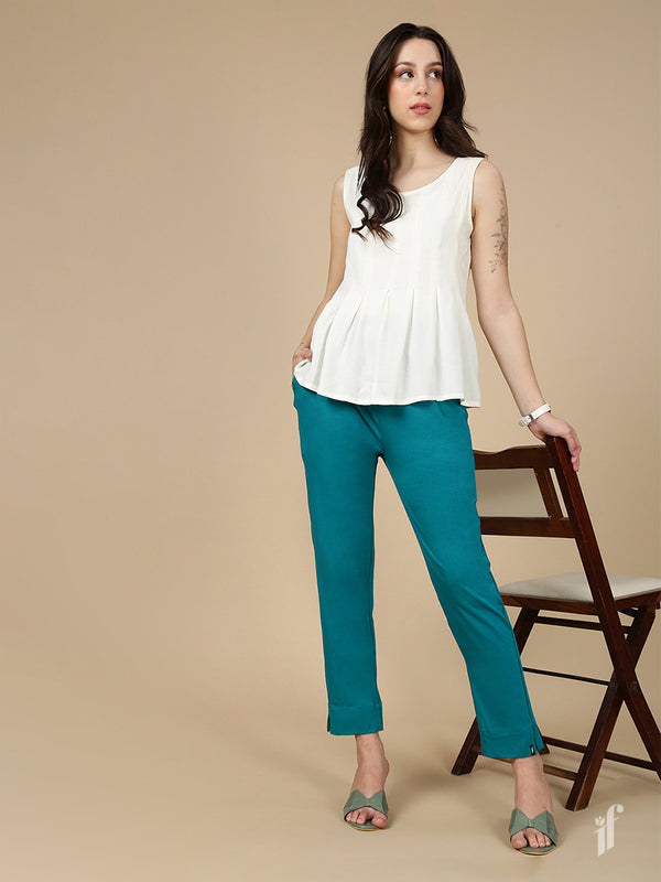 Rama Blue Knitted Kurti Pant