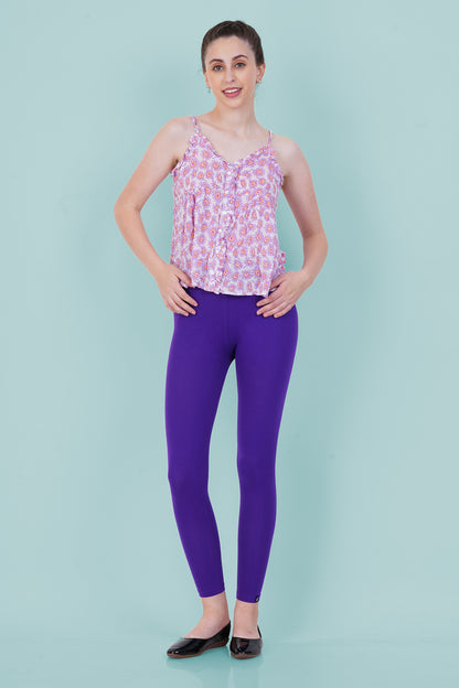 New Purple Cotton Ankle Leggings