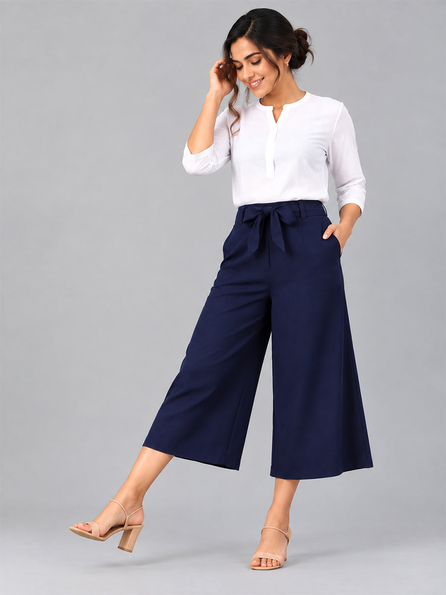 Rayon Culottes Navy