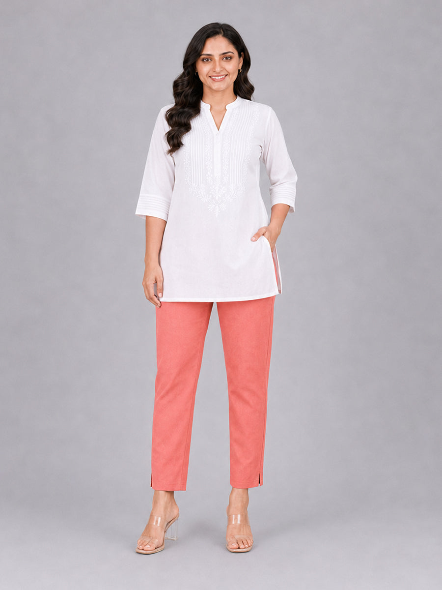 Tea Rose Woven Kurti Pant