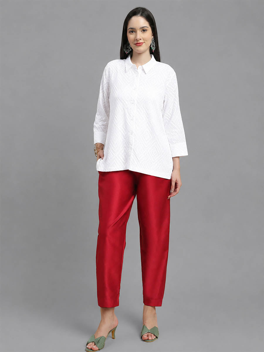 Silky Kurti Pant Maroon