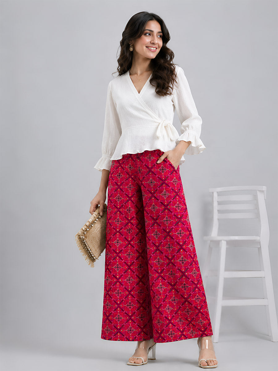 Red AOP Printed Palazzo