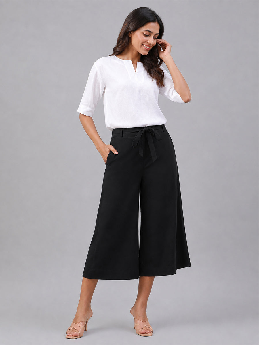 Rayon Culottes Black Pant
