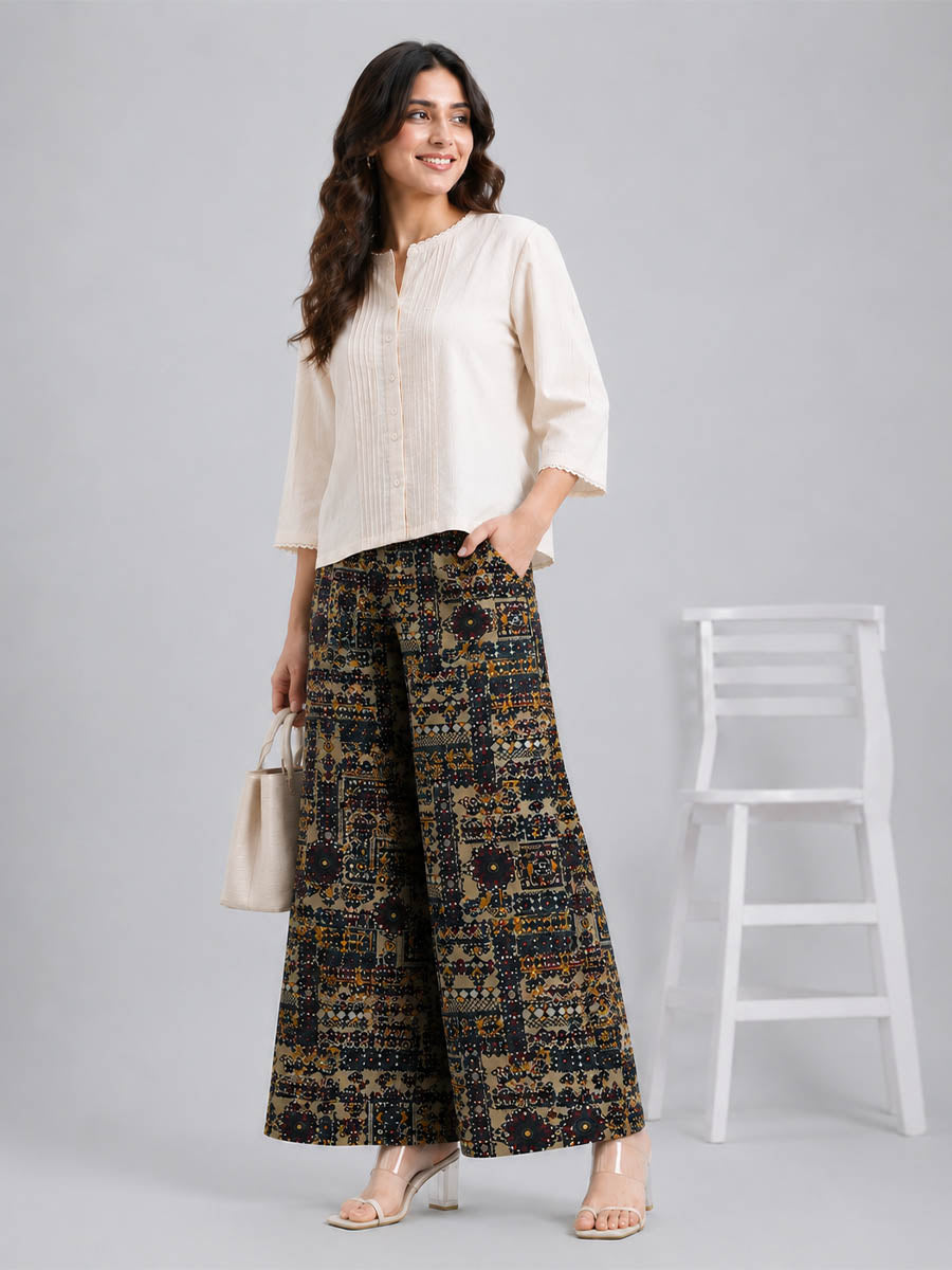 Green multicolour AOP Printed Palazzo
