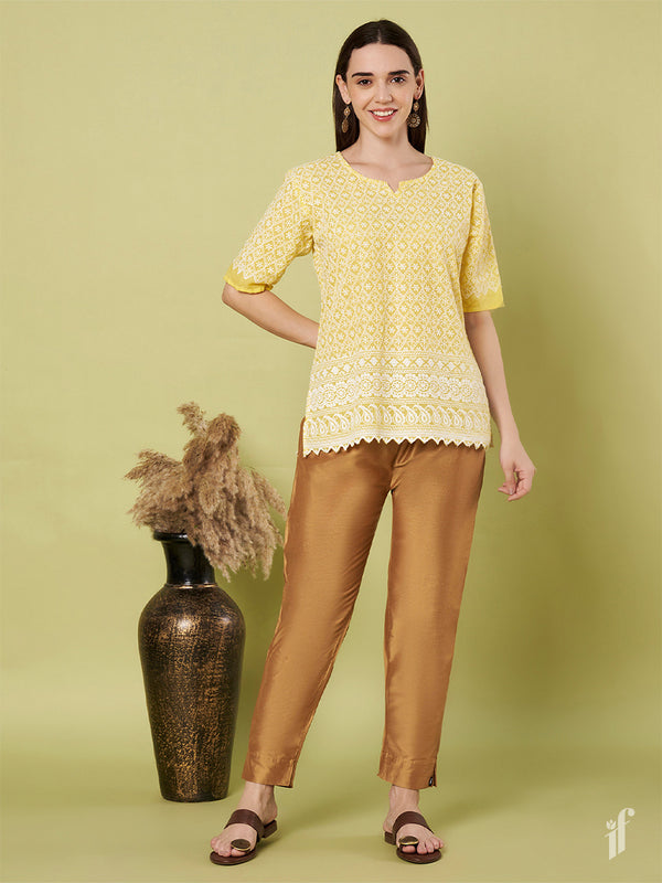 Gold Metallic Straight Pants