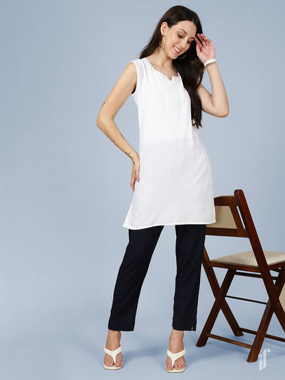 Navy Woven Kurti Pant