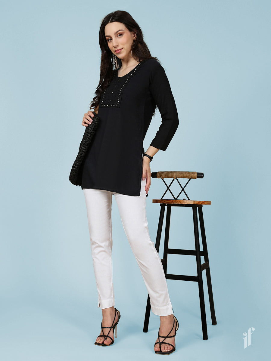 White Woven Kurti Pant
