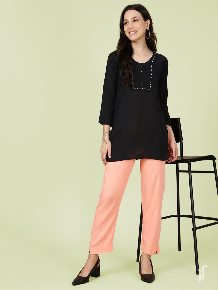 Pink Woven Kurti Pant