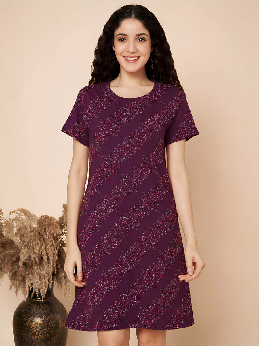 Maroon Cross print Long Top