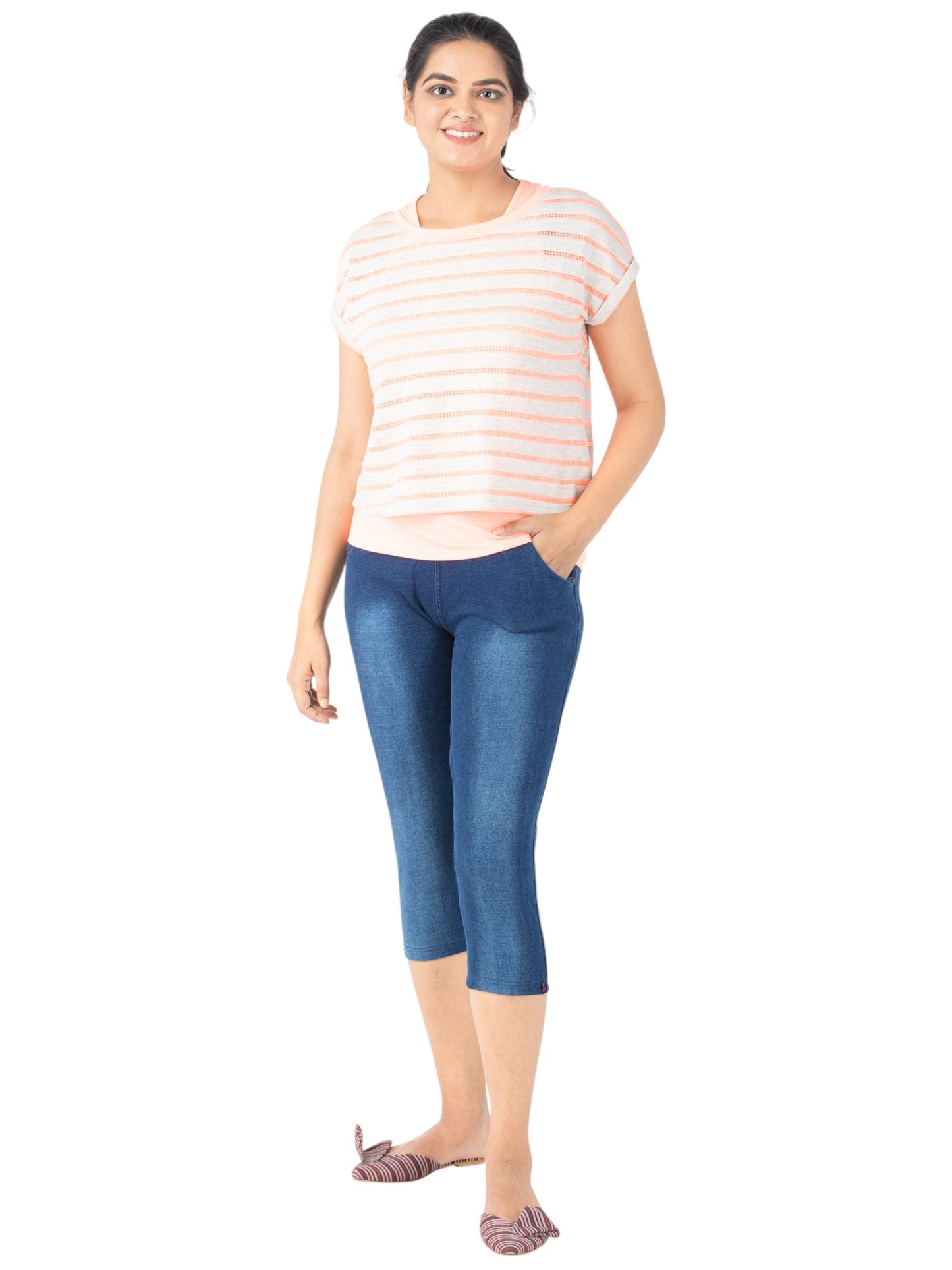 Denium Capri Jeggings - With Side Pocket