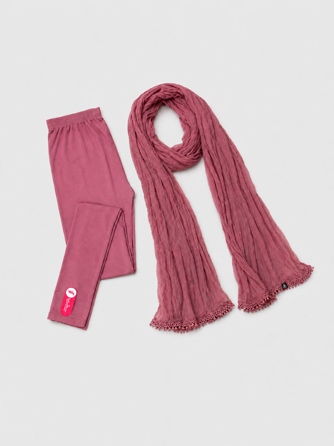 Rose wine Ankle Leggings with Shawl Combo
