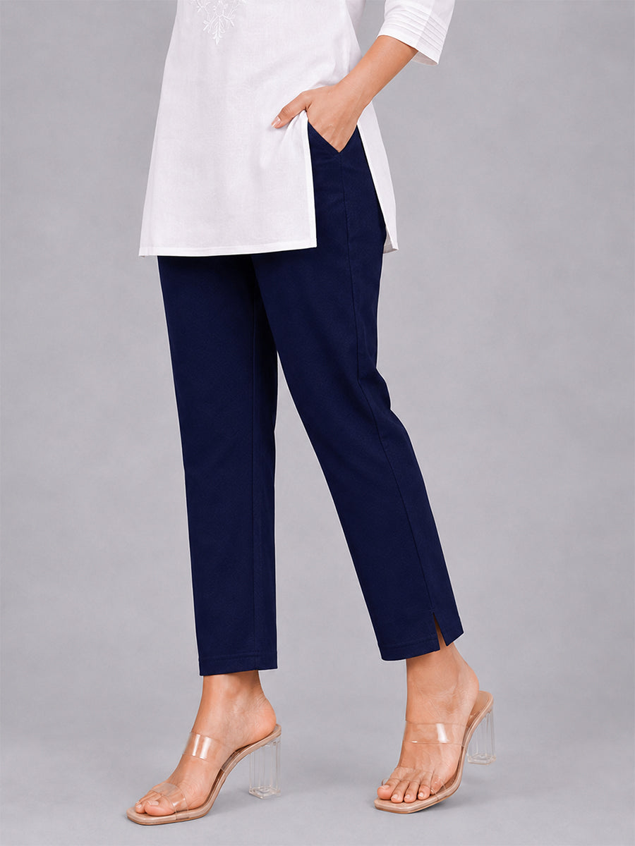 Navy Woven Kurti Pant