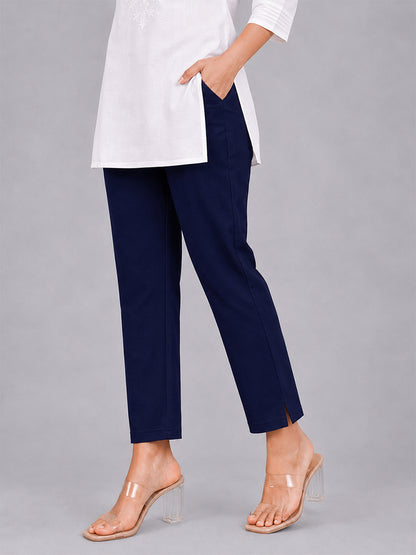 Navy Woven Kurti Pant