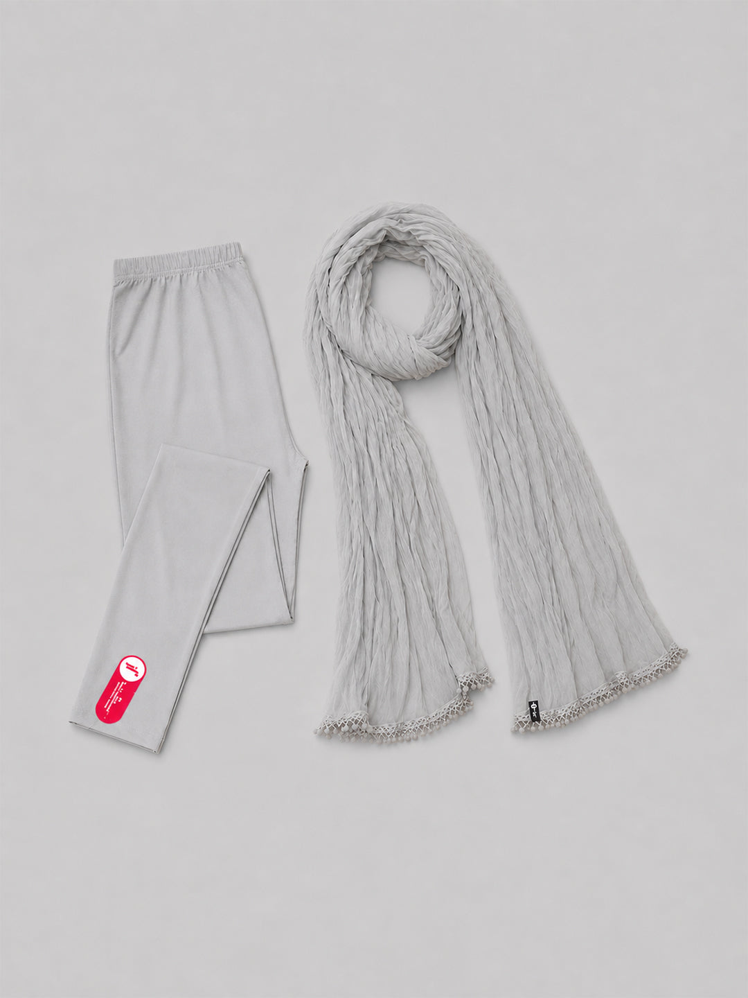 Silver Shimmer Ankle Leggings With Shawl