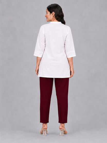 Maroon Woven Kurti Pant