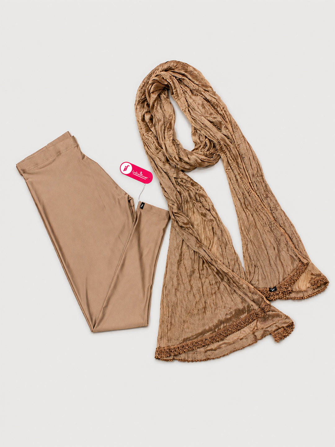 Copper Shimmer Ankle Leggings With Shawl