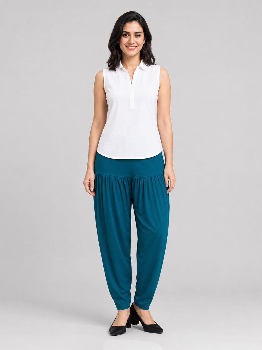 Rama Blue Cotton Patiala Pants