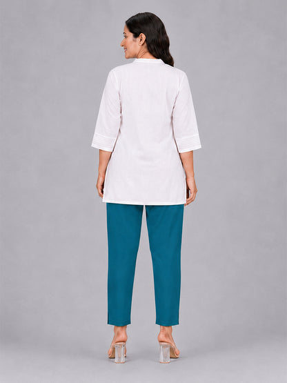 Rama Blue Woven Kurti Pant