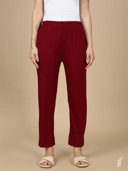 Maroon Knitted Kurti Pant
