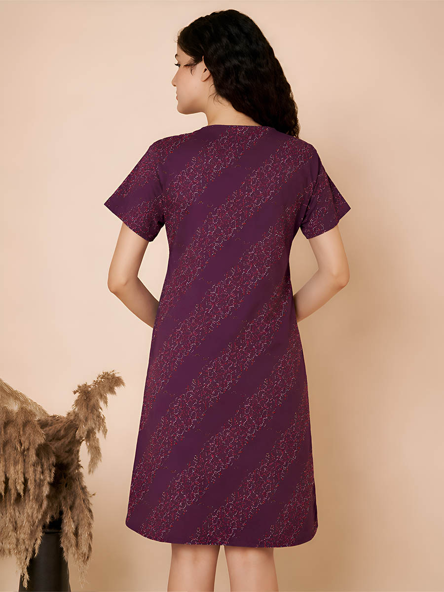 Maroon Cross print Long Top