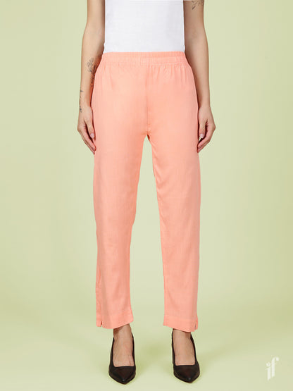 Pink Woven Kurti Pant