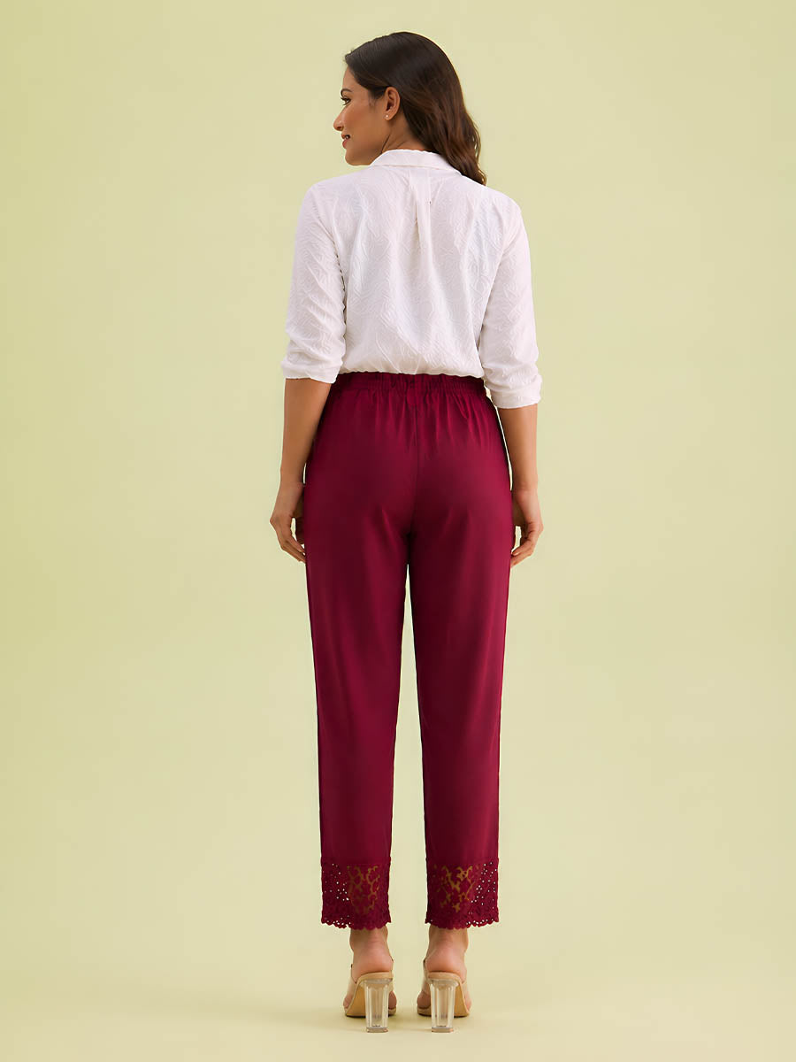 Maroon Lace Kurti Pant
